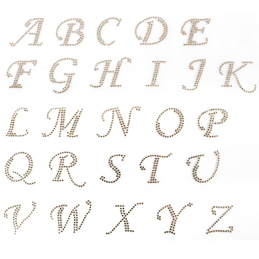 Initial letters A-Z Alphabet 1PC hotfix Rhinestone DIY English Letter Mixed Rhinestones Transfer Design Iron on