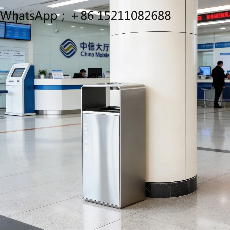 LLY hotel shopping mall stainless steel trash can vertical with ashtray indoor public places elevator entrance soot trash can