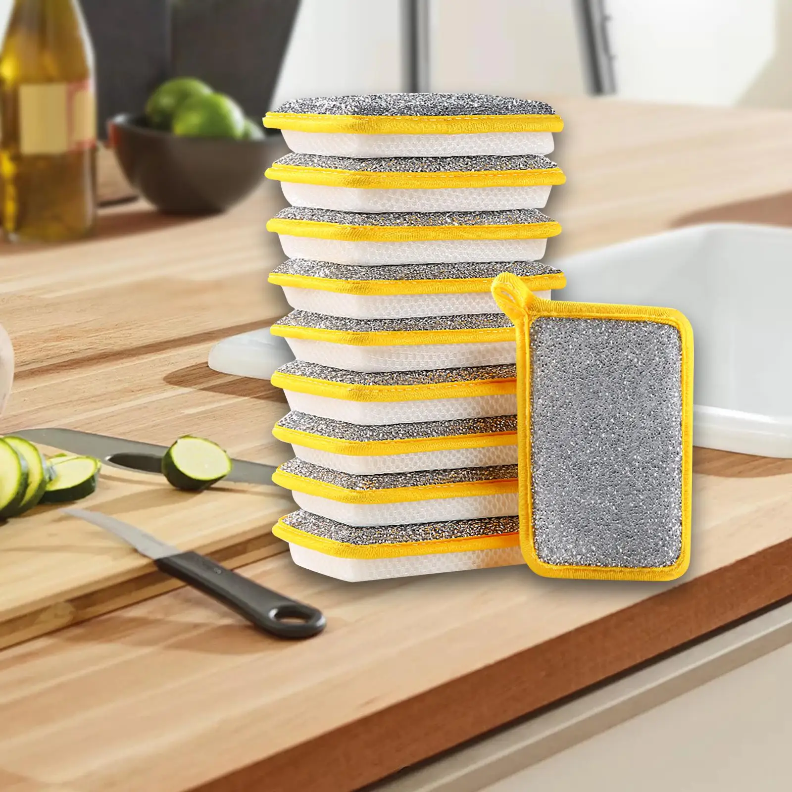 10 Artifact Sponge Carborundum Kitchen Sponge Eraser for Pan Pot Dish Sponges Kitchen Utensils Household Cleaning Non-stick Oil