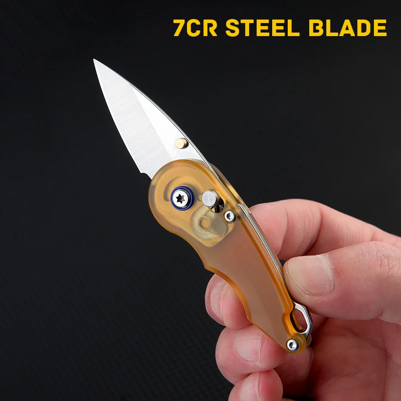 PEI-cuchillo plegable de gota de agua, hoja de acero 7Cr, cuchillo de fruta para acampar al aire libre, EDC, tácticas Express abiertas, herramienta de autodefensa, regalo