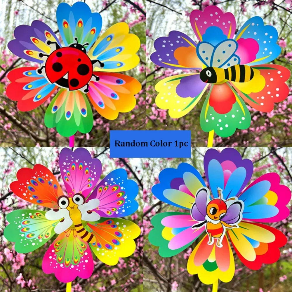 Multistyles Sunflower Windmill Hand Held Rotating Diameter 20/36cm Cartoon Shaped Insect Windmill PVC Rotating Sunflower