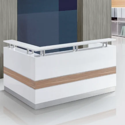 

Modern standard size office white front desk reception counter