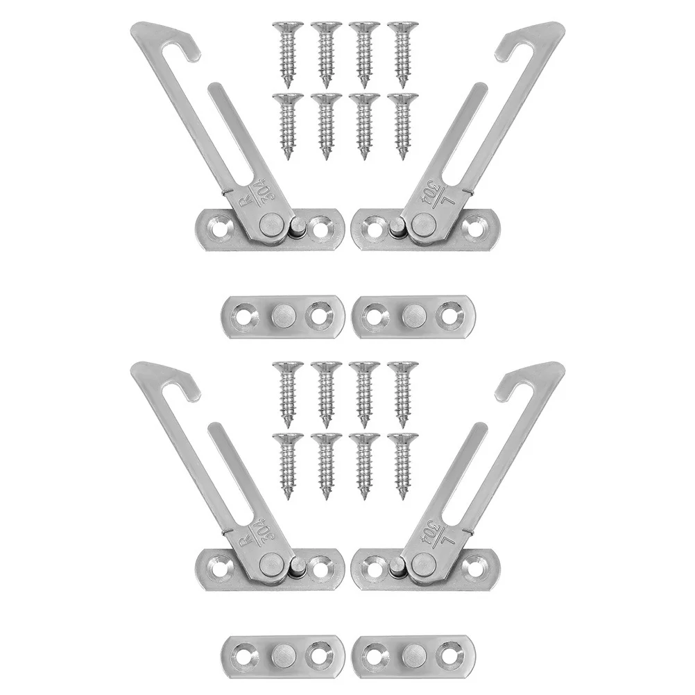 

4Pcs Window Stopper Safety Lock Stainless Steel Child Window Lock Limit Opening Angle Restrictor Easy Install Stopper with Key