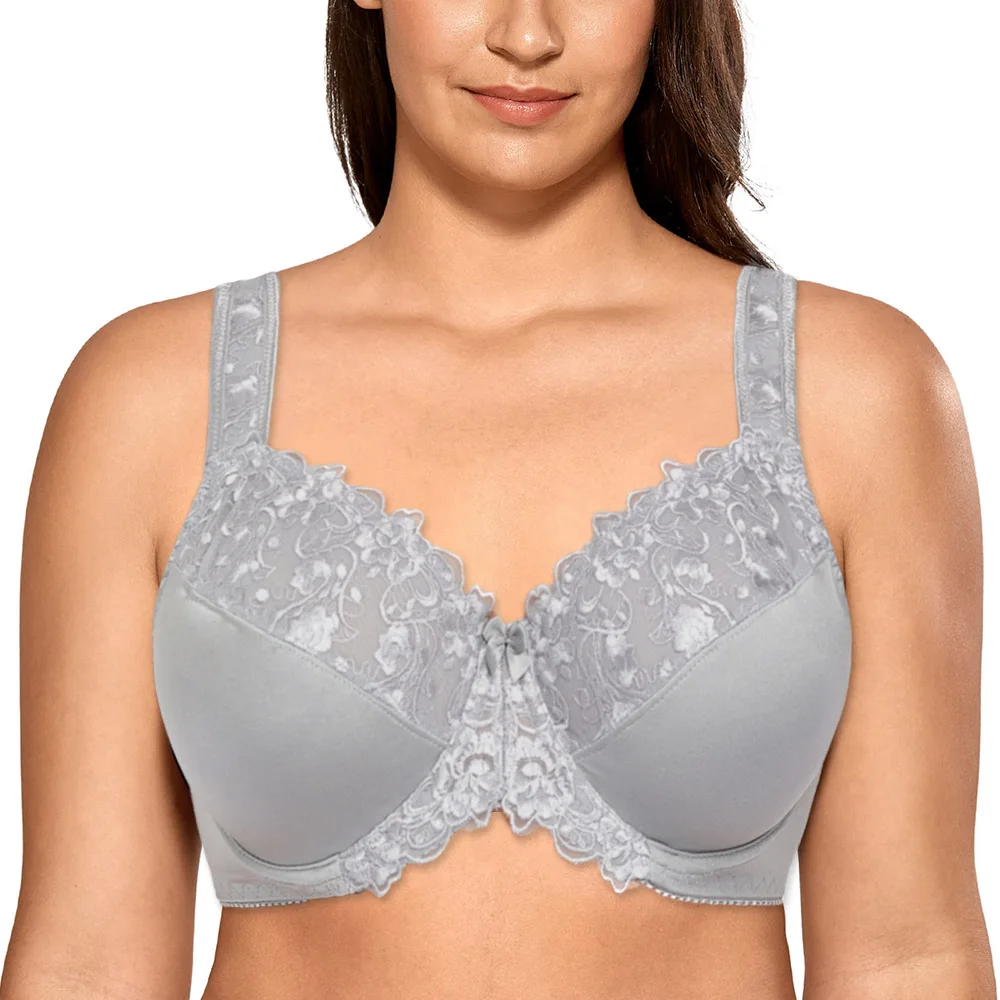 Sutiã de sutiã de mulher de cobertura completa para mulher mais tamanho sutiã de renda minimizador não-acolchoado underwire mulher sutiã b c d e f g