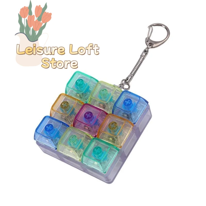 Fidget Keyboard Keychain Colorful Clickable Buttons Lightweight Stress Reliever for Office Workers Travel Leisure Time
