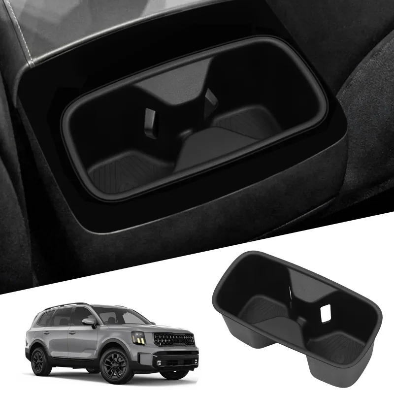 

For Kia Telluride 2020-24 TPE Car Central Armrest Box Rear Cup Holder Water Cup Holder Protective Cover Interior Car Accessories
