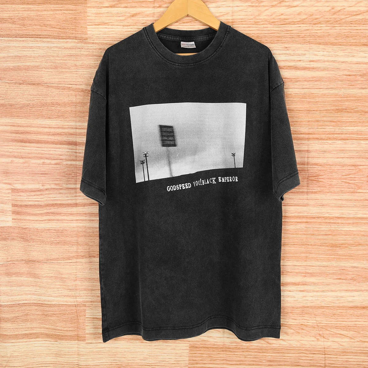 Black Emperor T-Shirt Post Rock Band Sigur Ros Men Washed Long Short Sleeves Men's Clothing Short Sleeves Cotton Print Shirt