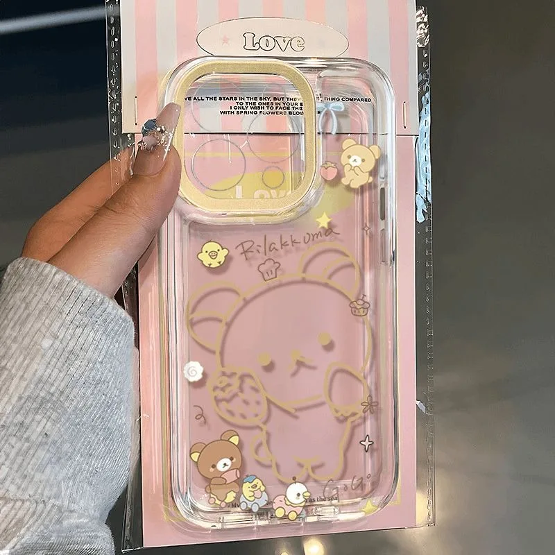 Line Rilakkuma soft shockproof transparent protective case for iPhone 11 12 13 14 15 16 17pro max