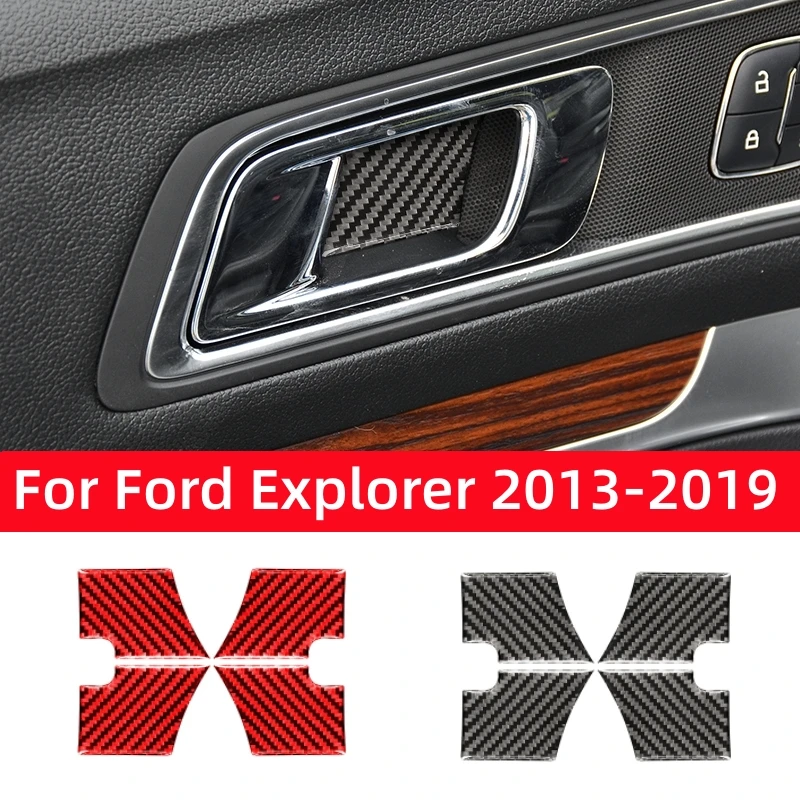 Carbon Fiber for Ford Explorer 2013-2019 Car Accessories Interior Car Innor Door Bowl Patch Decoration Frame Trim Sticker Decal