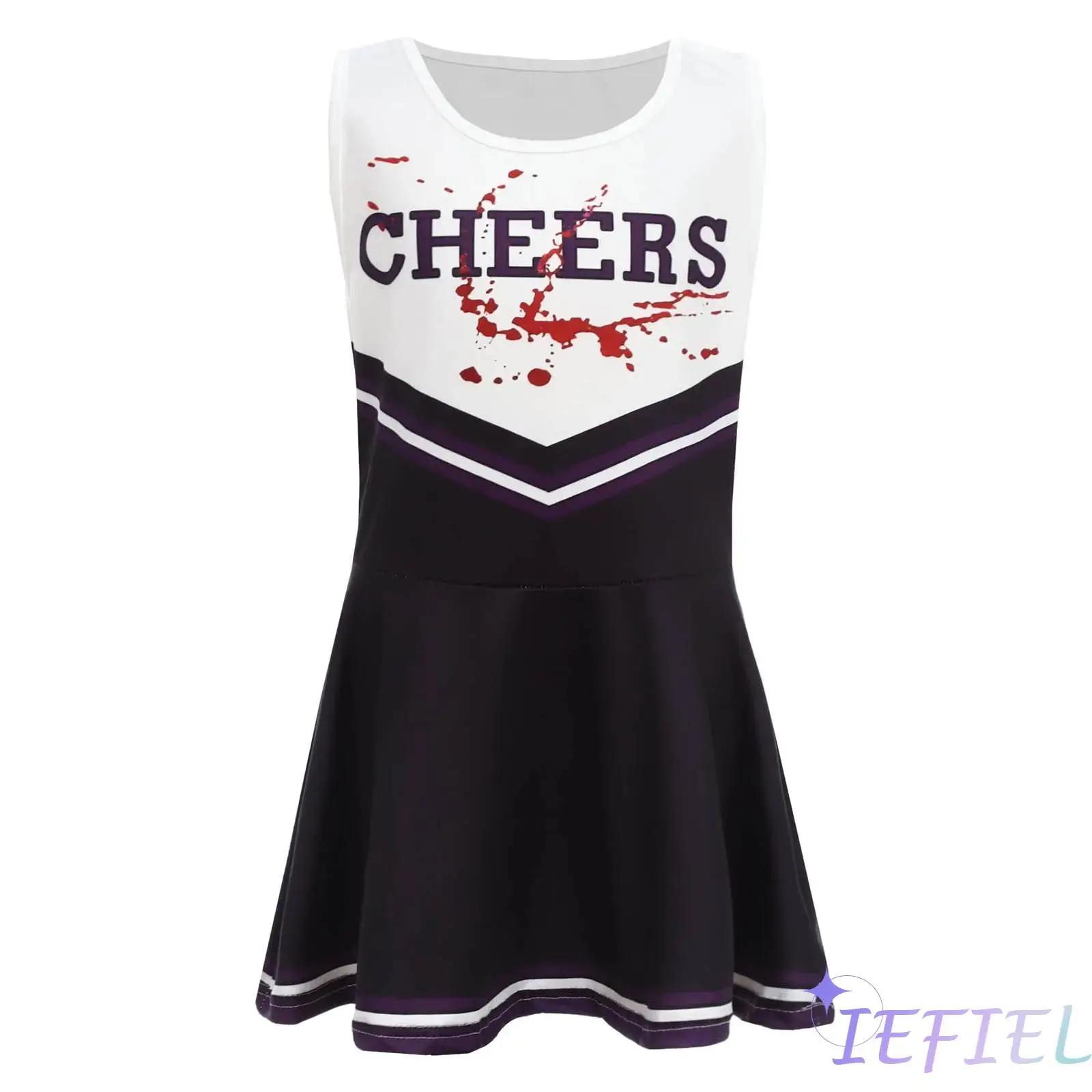 

Girls Cheer Leader Costumes Round Neck Sleeveless Cheerleading Dress for Stage Performance School Sports Meeting Halloween Party