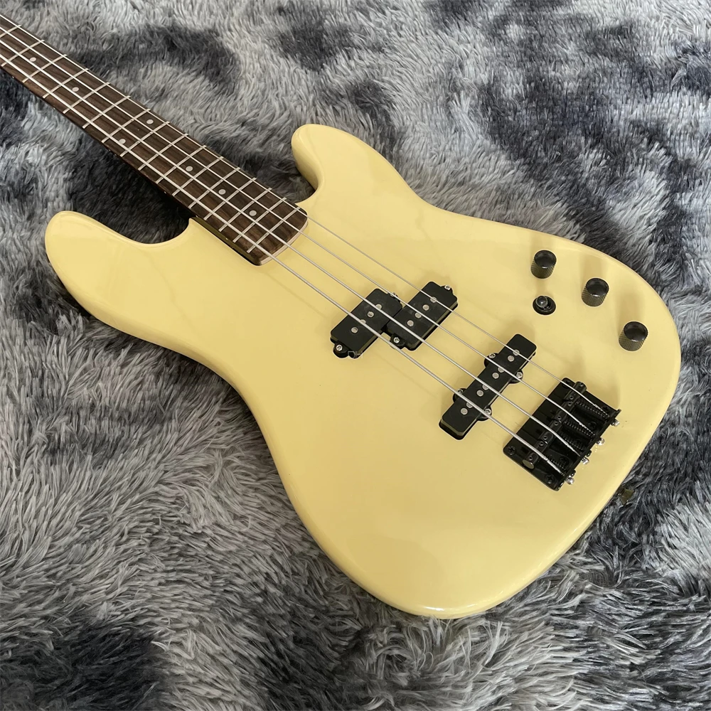 Factory customized high quality electric bass P bass yellow body black neck black accessories