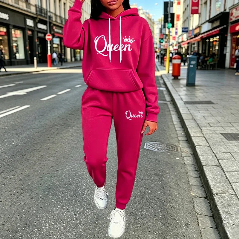 2026 Womens Tracksuit Casual Hooded Sweatshirt 2 Pcs Suit Outdoor Sports Clothes Outfits Autumn Winter Quality Woman Pants Sets
