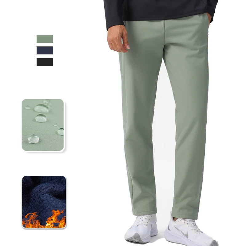 

(M-4XL)Men Fleece Lined Softshell Exercise Training Pants Windproof Trekking Hiking Climbing Trousers Jogging Running Sweatpants