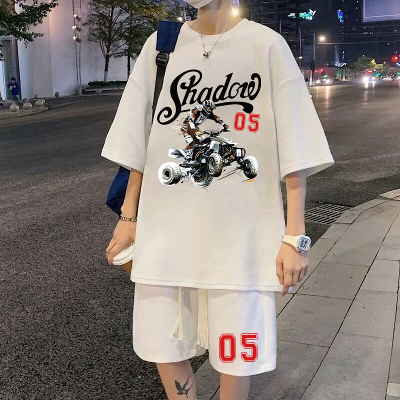 New Summer Men Sports Sets Oversized T-shirts Shorts 2 Piece Set American Style Loose Tracksuits M-5XL Men Clothing 2025