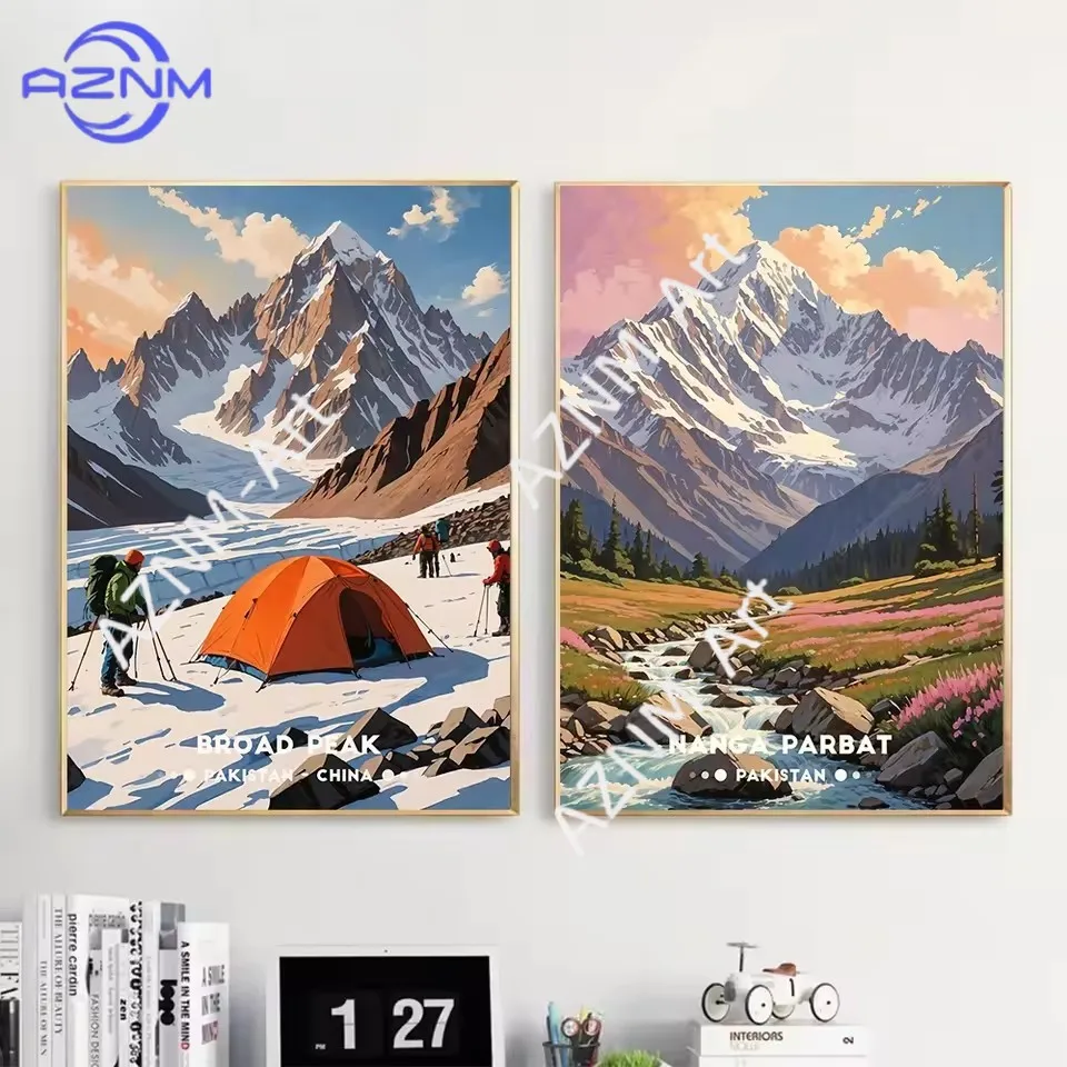 Classics Famous Lhotse Makalu Broad Peak Poster Stunning Mountain Art Poster Print Canvas Painting Wall Art Pictur Home Decor