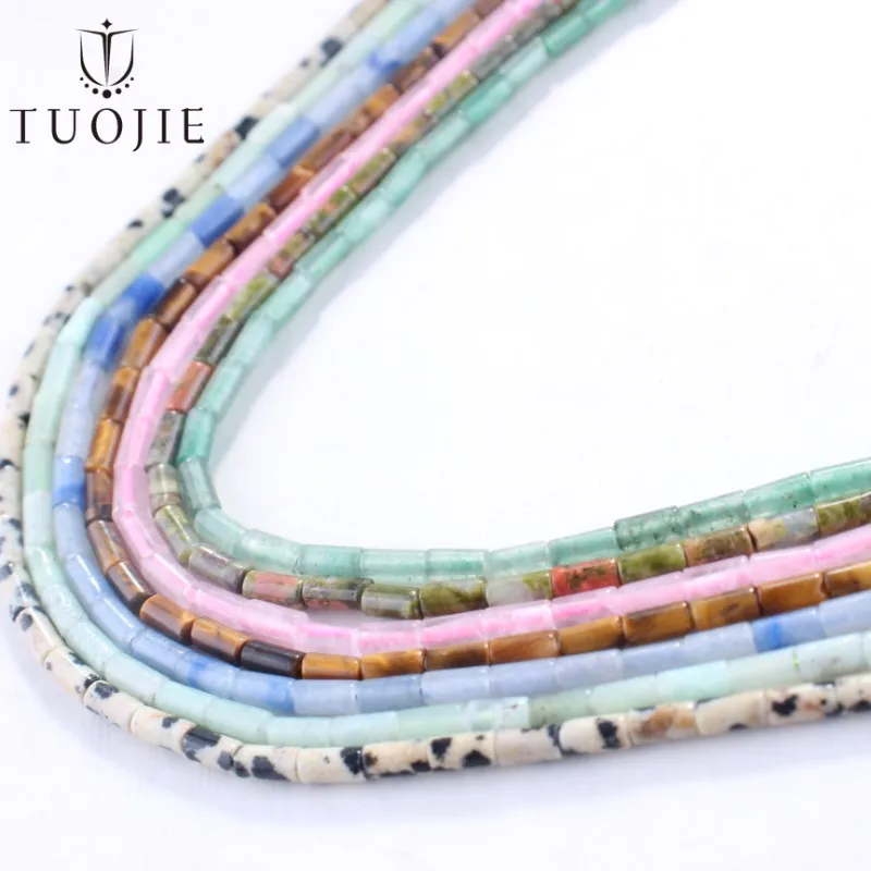 Perles en Aventurine Verte en Gros, Petites Perles Cylindriques de 2x4mm, Pierres Libres pour la Fabrication de Bijoux DIY (Bracelets, Colliers, Boucles d'Oreilles)