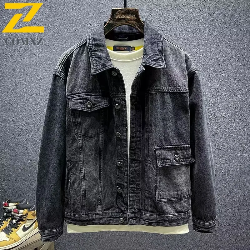 

COMXZ Men Denim Jacket 2025 Commute Outdoor Windproof Travel Camping Trips Jackets Lightweight Casual Dates Street Style Coat