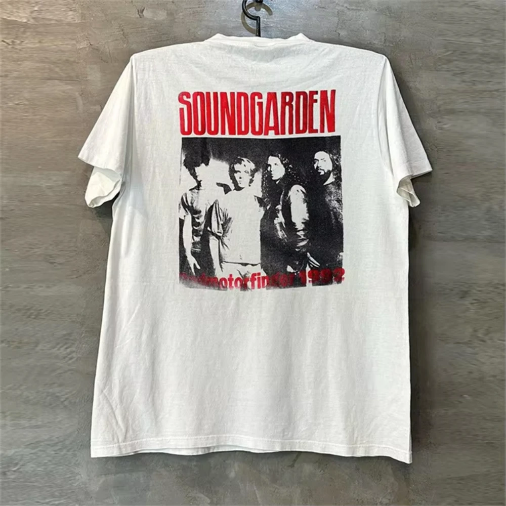 Soundgarden サウンドガーデン バンド ハイストリート FOG ヒップホップ ロック レトロ コットン プリント 半袖 レディース Tシャツ 男女兼用