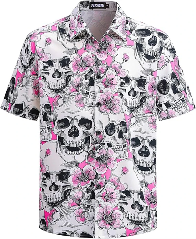 

Horror Skull 3D Print Men's Shirt Fashion Men's Clothing Oversized Summer Casual Hawaii Beach Hawaiian Harajuku Holiday Shirts