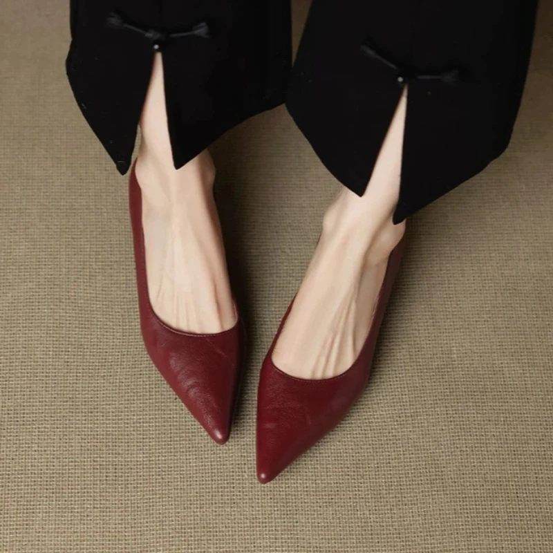 

New Retro Women's Shoes Exquisite Soft Leather Pointed Tip High Heels for Woman French Casual Shoes Designer Shoes Zapatos Mujer