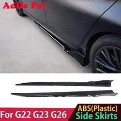 PP Plastic Side Skirts Extensions Bumper Lip for BMW New 4 Series G22 G23 G26 2020+ Gloss Black