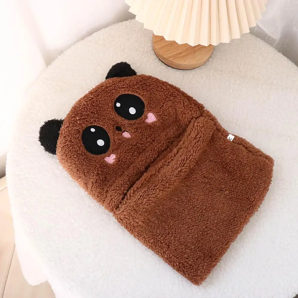 Kinderen Full Face Cover Met Sjaal Halswarmer Meisjes Jongens Hoofddeksels Winter Fleece Hoeden Caps Motorkap Cartoon Panda Hoeden