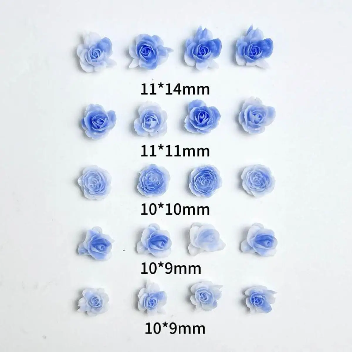 White Blue Gradient Flower Series Nail Charms Resin Luminous Dual Colored Rose Nail Art Decoration Accessories For Manicure DIY