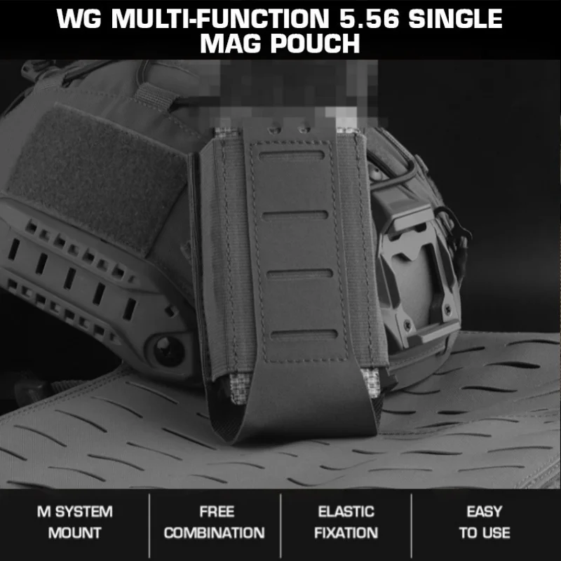 

WG Single Multi 5.56 Magazine Pouch Stretch Rope Handle Replaceable Cover Molle Compatible