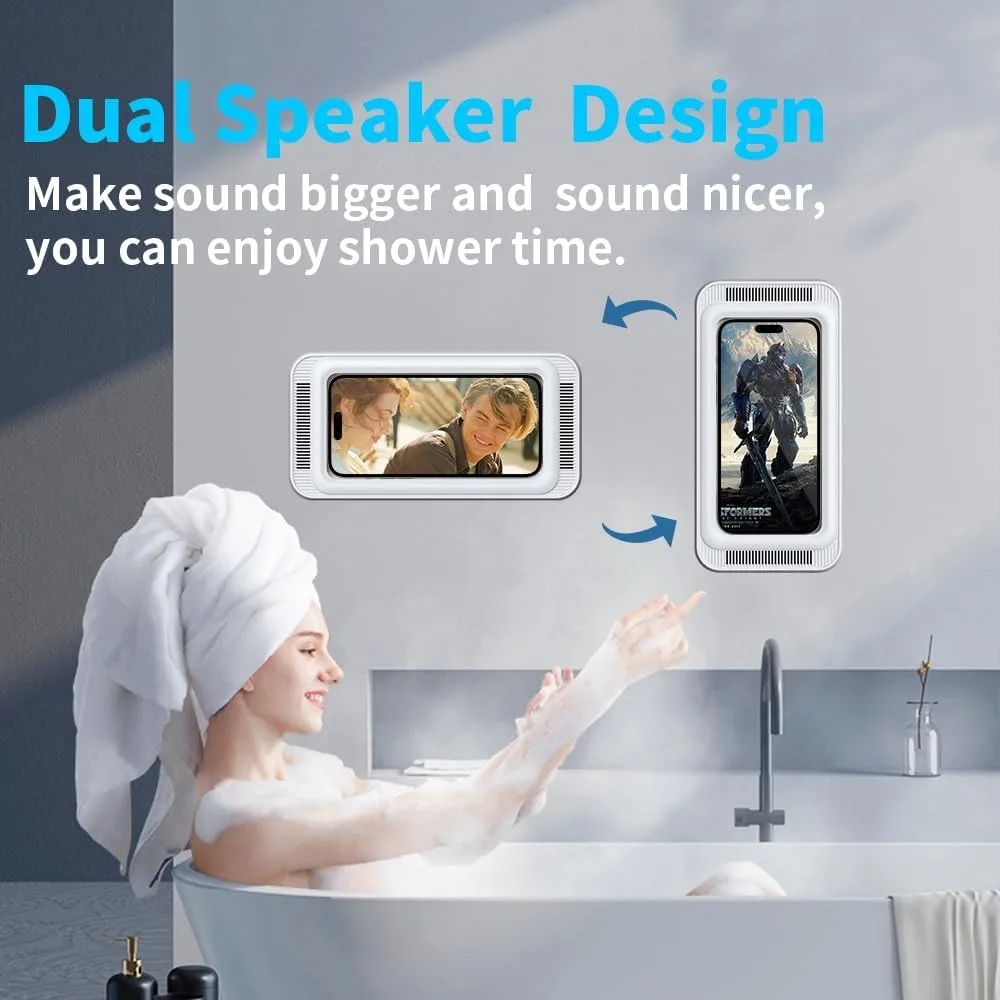 Upgraded 480 ° Large Shower Phone Stand Waterproof with Touch Screen Suitable for TikTok, OOLYICO Shower Phone Accessories Box