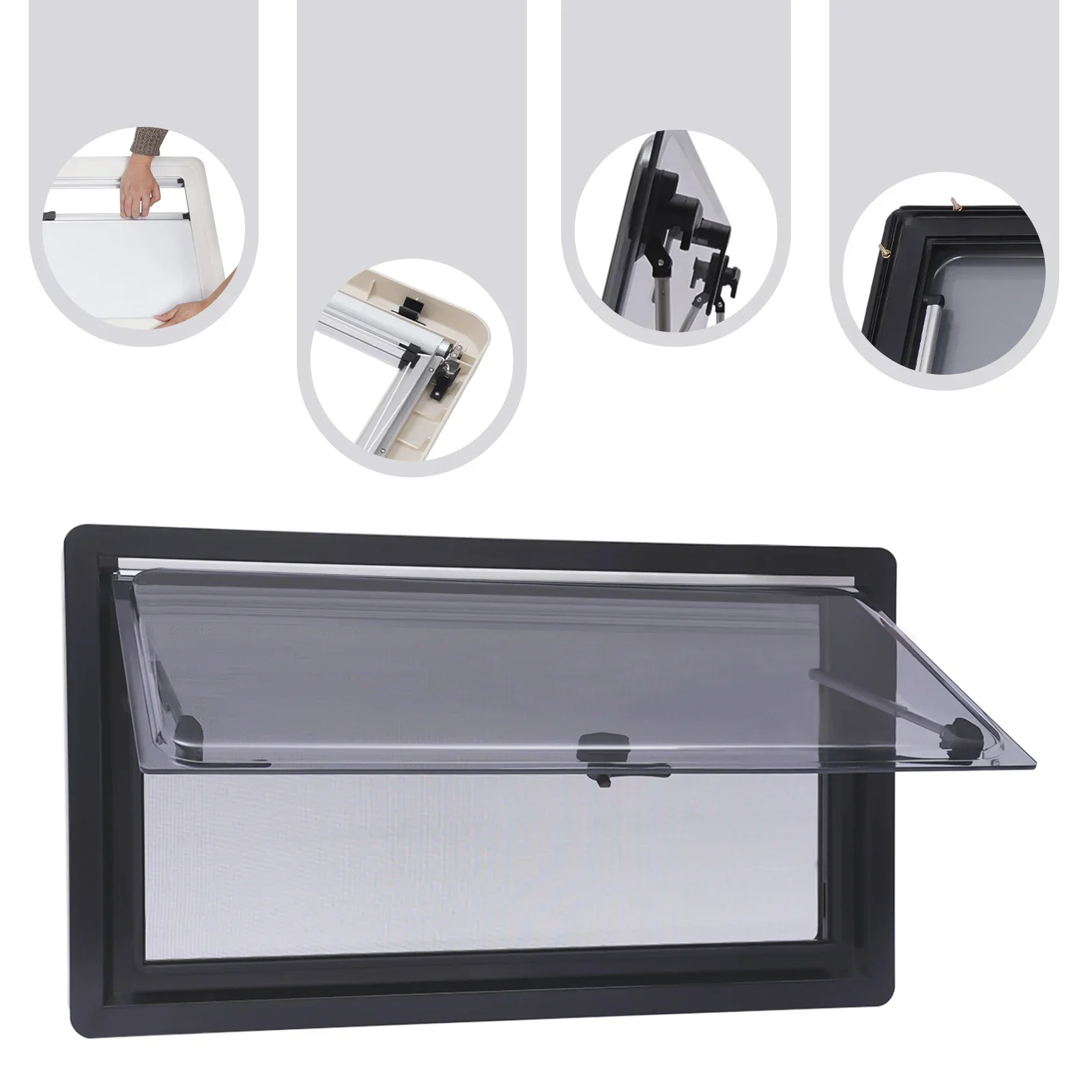 

Hinged Window Camper Caravan Window Side Window Side Window Motorhome Window Push Window for RV Caravan Box Van Camper EU Stock