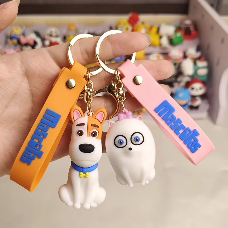 New Key Chains Anime The Secret Life Of Pets Figures Snowball Keychains Pendant Kawaii Cartoon Doll Keyrings Kids Toys Gifts