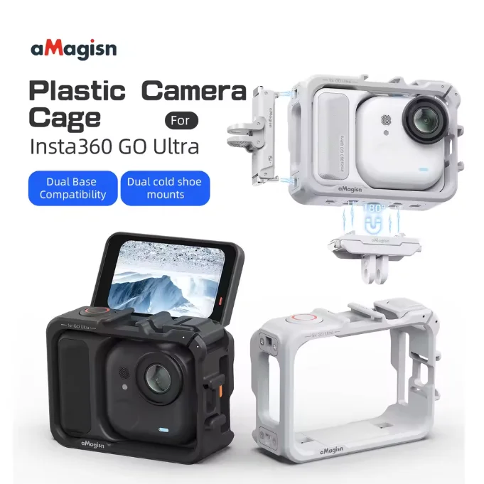aMagisn Quick Release Protective Frame Plastic Cold Shoe Expansion Rabite Cage Multifunctional for Insta360 Go Ultra
