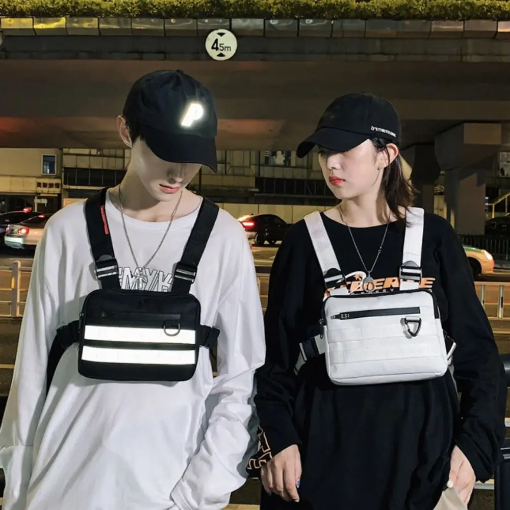 Chest Pocket Chest Front Pack Multi-functional Streetwear Sports Vest Bag Reflective Lightweight Running Vest Bag Running