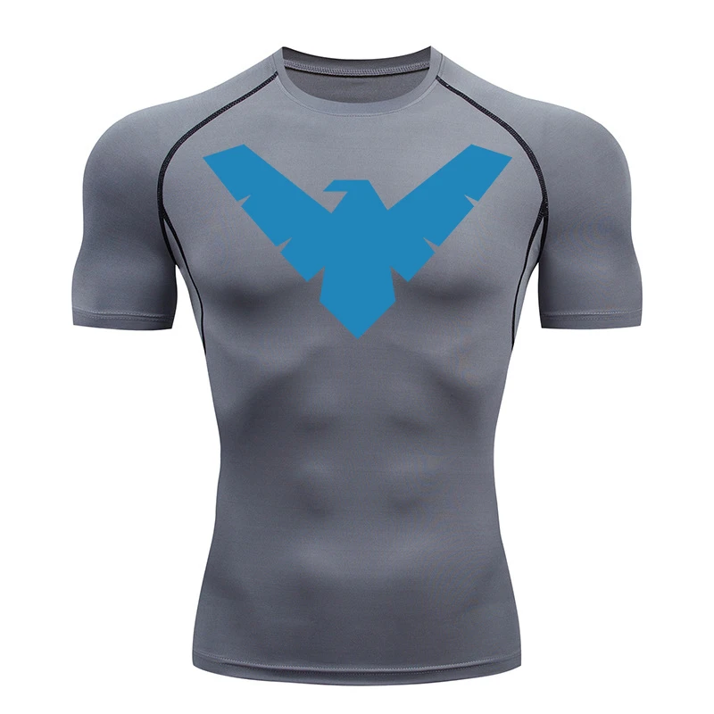Grafik-Kurzarm-Kompressionsshirts für Herren, Fitnessstudio, Workout, Laufen, T-Shirts, Sommer, sportlich, schnell trocknend, Baselayers-Unterhemden