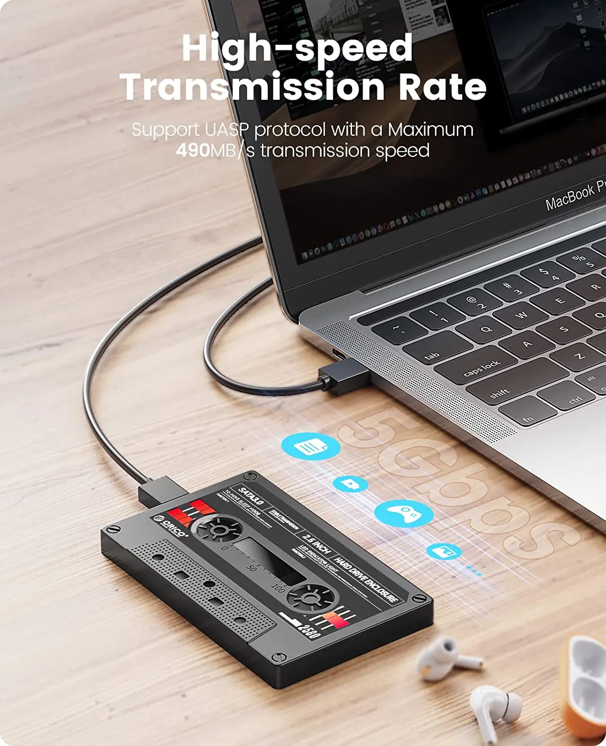 ORICO-carcasa de disco duro externo de 2,5 ", USB 3,0, SATA, 5Gbps, HDD y SSD, cinta con pegatina DIY, UASP para PC y Notebook