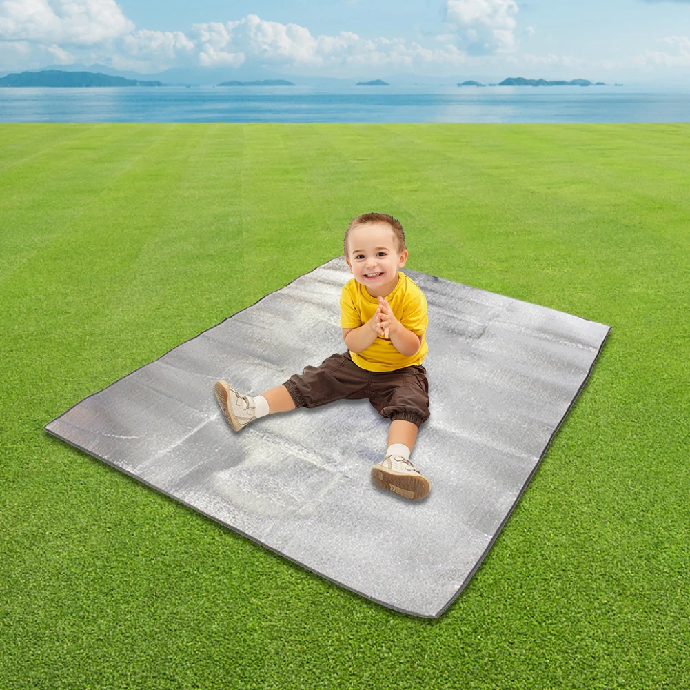 

Водонепроницаемый коврик для кемпинга, влагостойкий коврик из алюминиевой фольги, двусторонний портативный коврик для пикника с сумкой для хранения для кемпинга и пикника