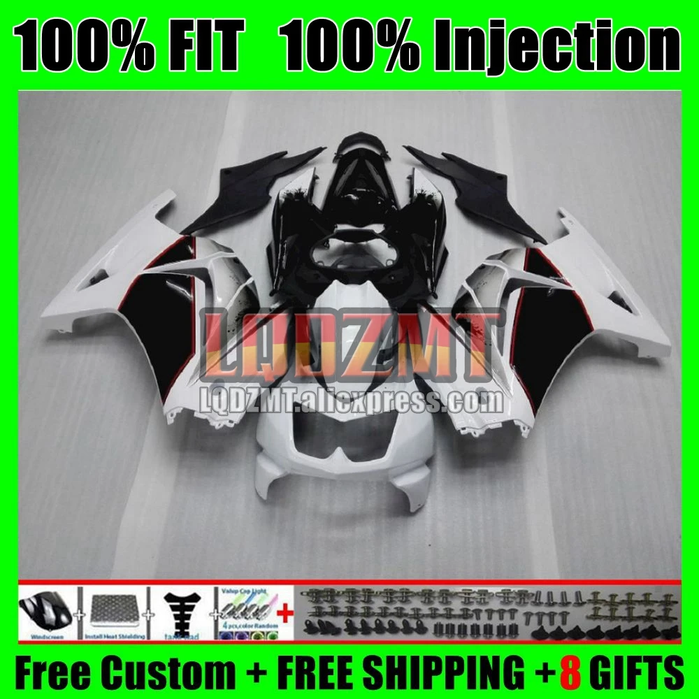 OEM Fairing For KAWASAKI NINJA ZX 250R ZX 250 ZX-250R White black 08 09 10 11 12 73No.2 ZX250R ZX250 2008 2010 2011 2012 Body