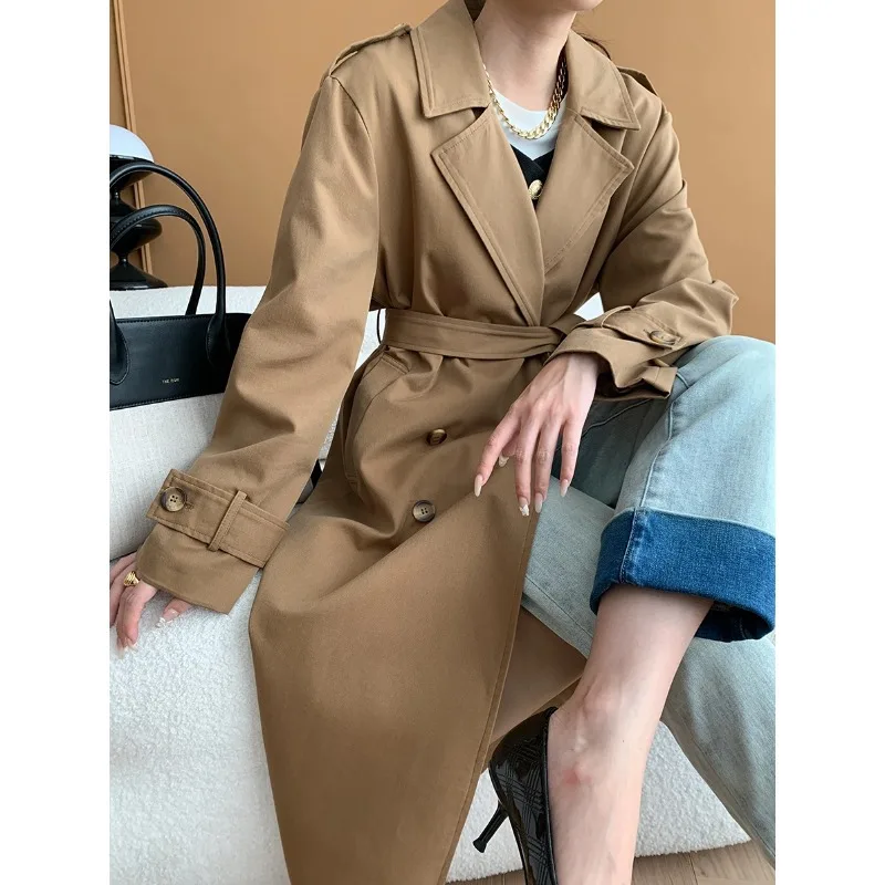 Premium British style temperament commuter long trench coat 2024 Autumn ladies