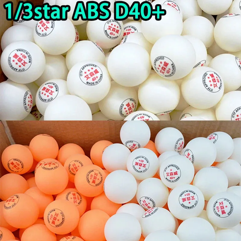 1/3 نجمة كرات تنس الطاولة ABS D40 + برتقالي أبيض كرات بينغ بونغ مع التماس جودة عالية دائم للتدريب 10/20/50 قطعة