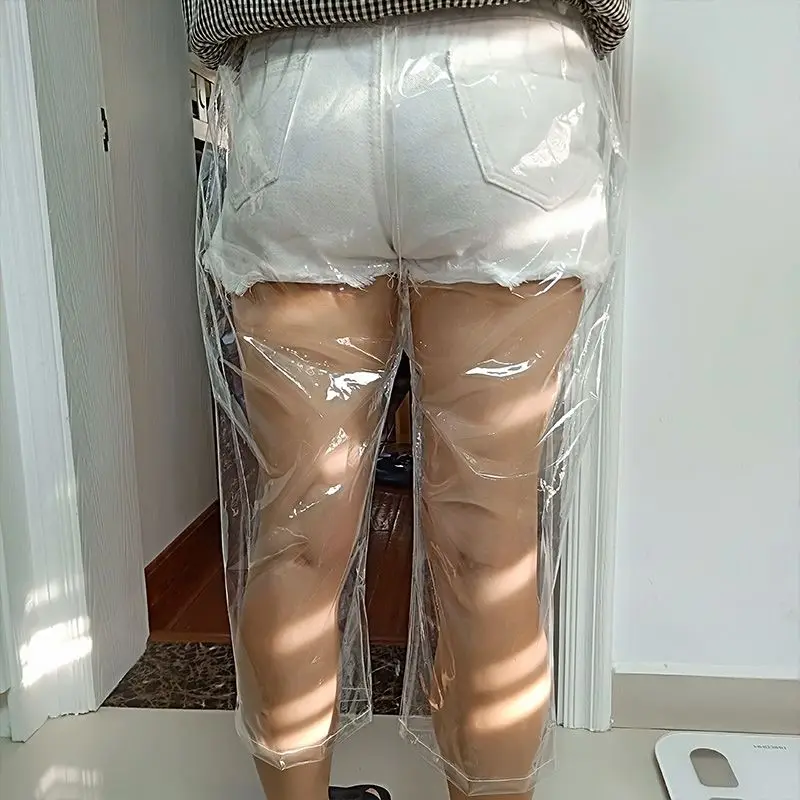 Latex TPU Transparent High Elastic Stretchy Plastic Pants 7/8 Length Tight Waist Casual Lounge Sleepwear Home Wear Unisex Adult
