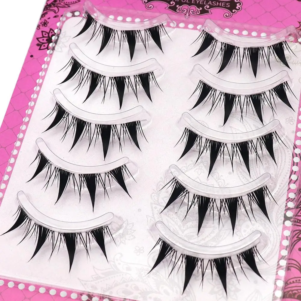 5 pares mangá cílios pequeno demônio cílios postiços maquiagem mangá cosplay anime cílios olho ponta fechada estilo lolita