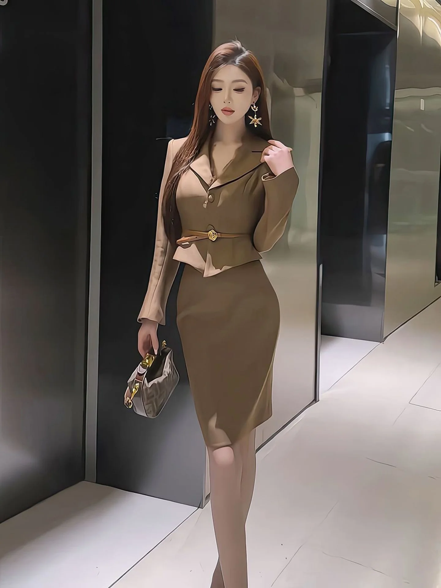 Elegant Outerwear And Skirt Set Women's Autumn New Style Fashion Design High Quality Two-Piece Suit Commute Korean Style