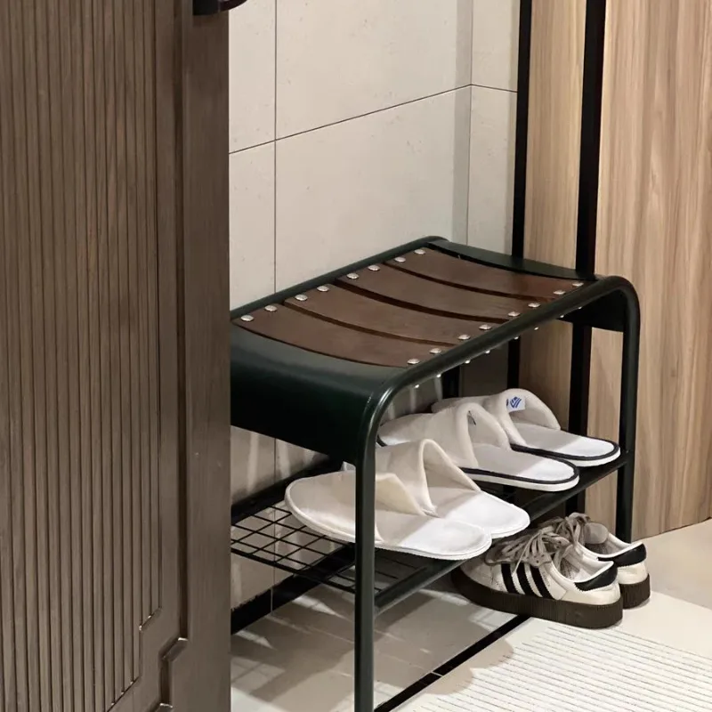 Roman Style Entryway Bench Scandinavian 2 Layers Shoe Changing Stool Vintage Luxury Hallway Seat Modern Home Decor Shoe Stools