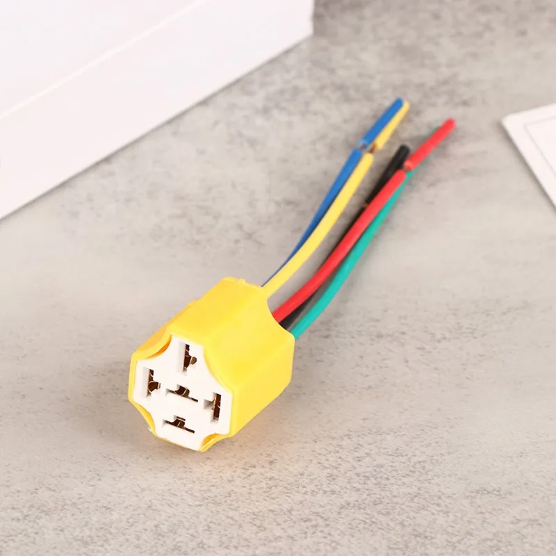 1Pc Ceramic Car Relay Holder 5 Pins Auto Relay Socket 5 Pin Relay Connector Plug Automobile Relay With Ceramic Socket