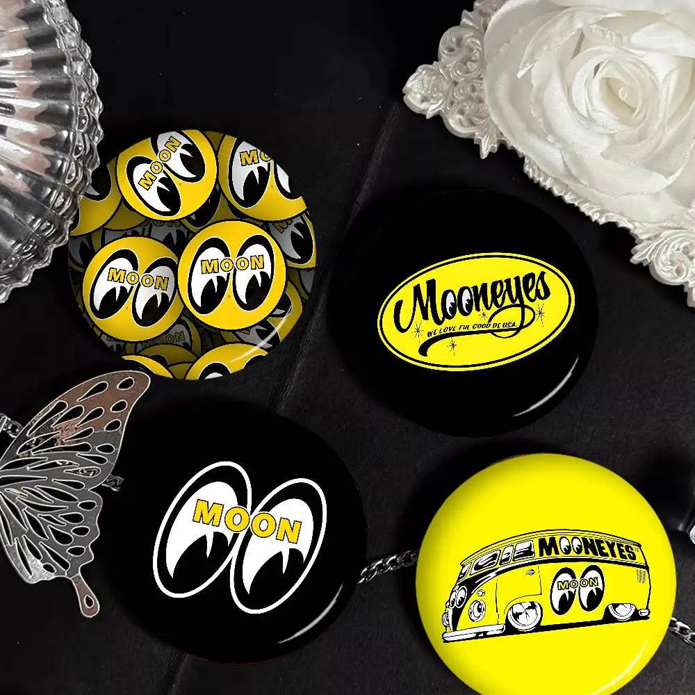 M-Mooneyes Print Round Button Pins Slogan Creative Brooches Backpack Clothes Decoration Fashion Cartoon Jewelry Gifts