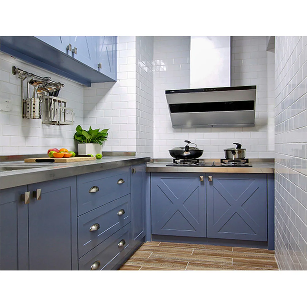 Factory Supplier Modern Design Kitchen Cabinet Blue Colorful Kitchen Cabinets Complete Sets For Apartment