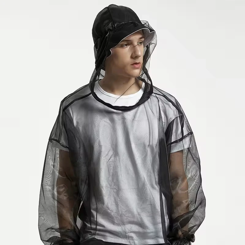 Outdoor camping adventure anti-mosquito jacket mountaineering breathable hoodie summer jungle hiking anti-mosquito bite mesh clo