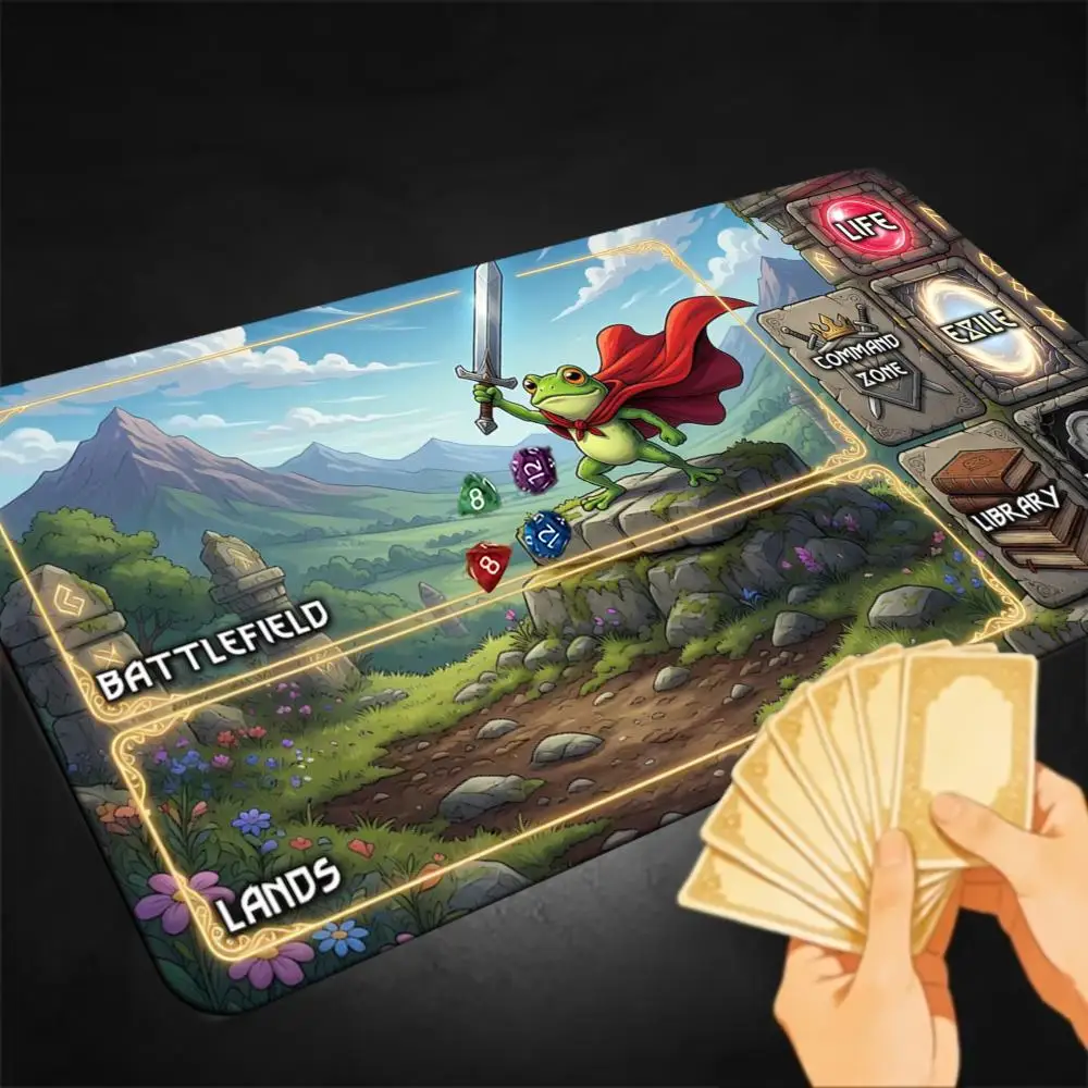 Magic Card Playmat 14*24inch deskmat Anti-slip Fantasy TCG Gaming pad tapete With  Zones Battles Commander Rug Frogs Warrior