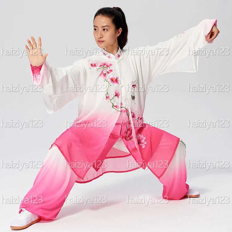 

Одежда для тай-чи с вышитыми цветами, костюм для занятий боевыми искусствами, наряд для выступлений по тайцзи, униформа для кунг-фу для женщин, мужчин, детей, девочек, мальчиков, взрослых