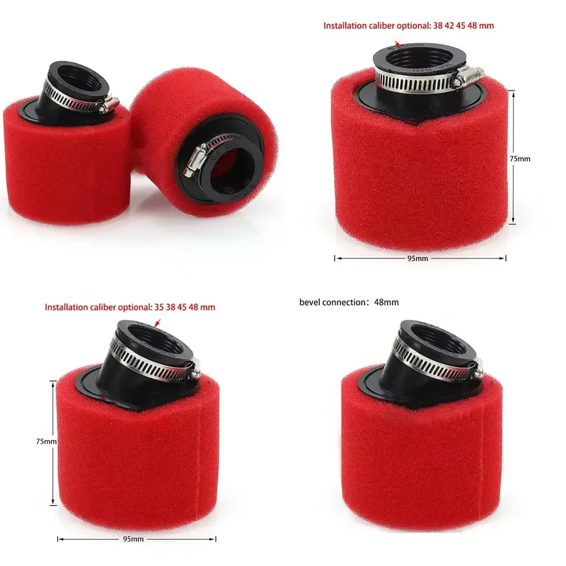 Double Layer Sponge Air Filter with Straight and Curved Inlets for Beach Bikes Off Road Motorcycles Universal Replacement